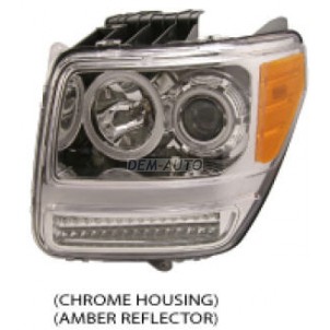 Nitro+(eagle eyes) Фара левая+правая (комплект) тюнинг с светящимся ободком,диодным указателем поворота (EAGLE EYES) внутри хром для Dodge Nitro