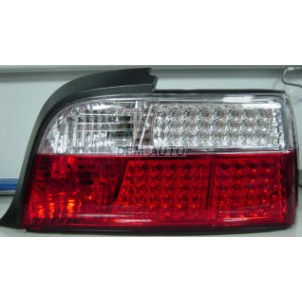 E36+  Фонарь задний внешний левый+правый (КОМПЛЕКТ) (КУПЕ) (кабриолет) диодный стоп сигнал , указатель поворота хрустальный красно-белый (Depo) для BMW - E36  3-series