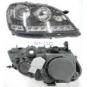 W164/ml   Фара левая+правая (комплект) тюнинг линзованная с диодами с регулировочным мотором внутри черная (Depo) для Mercedes - W164 ML