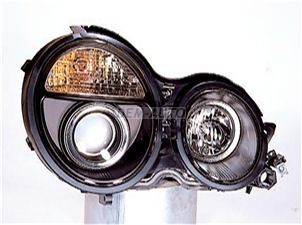 W210+(2003)(sonar) Фара левая+правая (комплект) тюнинг дизайн (е класс 2003) линзованная (SONAR) внутри черная для Mercedes - W210