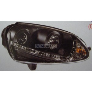 Golf (devil eyes) (sonar) Фара левая+правая (комплект) тюнинг (DEVIL EYES) (КСЕНОН) линзованная (SONAR) внутри черная для Volkswagen Golf - V