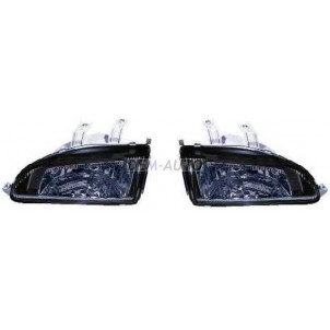Civic+  Фара левая+правая (комплект) тюнинг прозрачная черная (Depo) для Honda Civic - 5 поколение