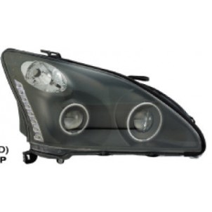 Rx300 4(eagle eyes) Фара левая+правая (комплект), тюнинг 4 линзованная, со светящимся ободком, диодная (EAGLE EYES), внутри черная для Lexus RX - 300