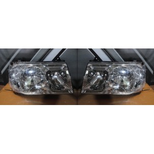 Landcruiser+ Фара левая+правая (комплект) тюнинг прозрачная с литым указателем поворота без корректора (Depo) для Toyota Land Cruiser - 100